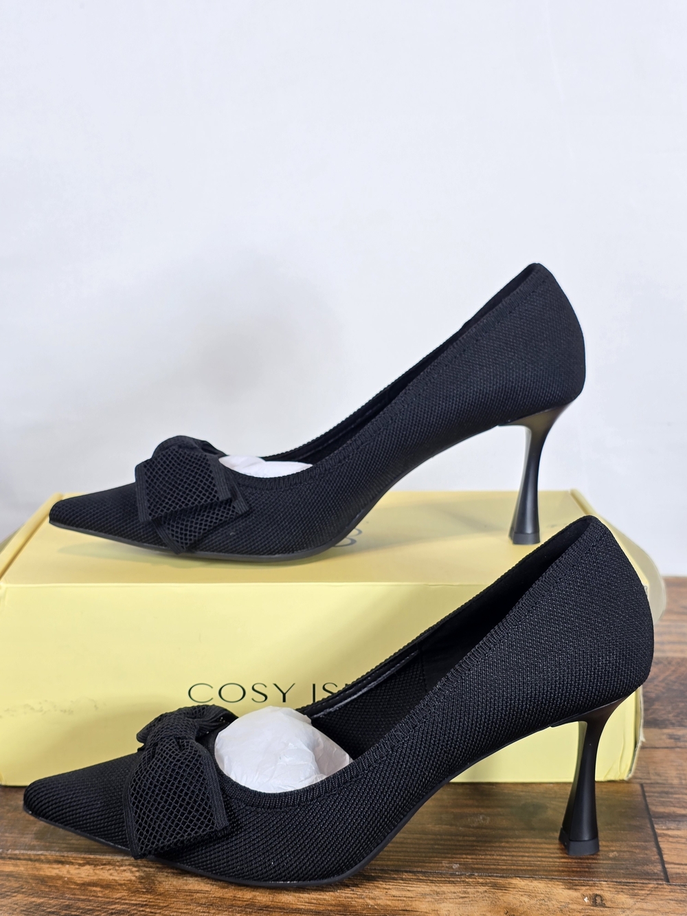 Cosy Island Classic Black Pointed Toe Pumps with Bow Detail Size 8.5 - Picture 3 of 16